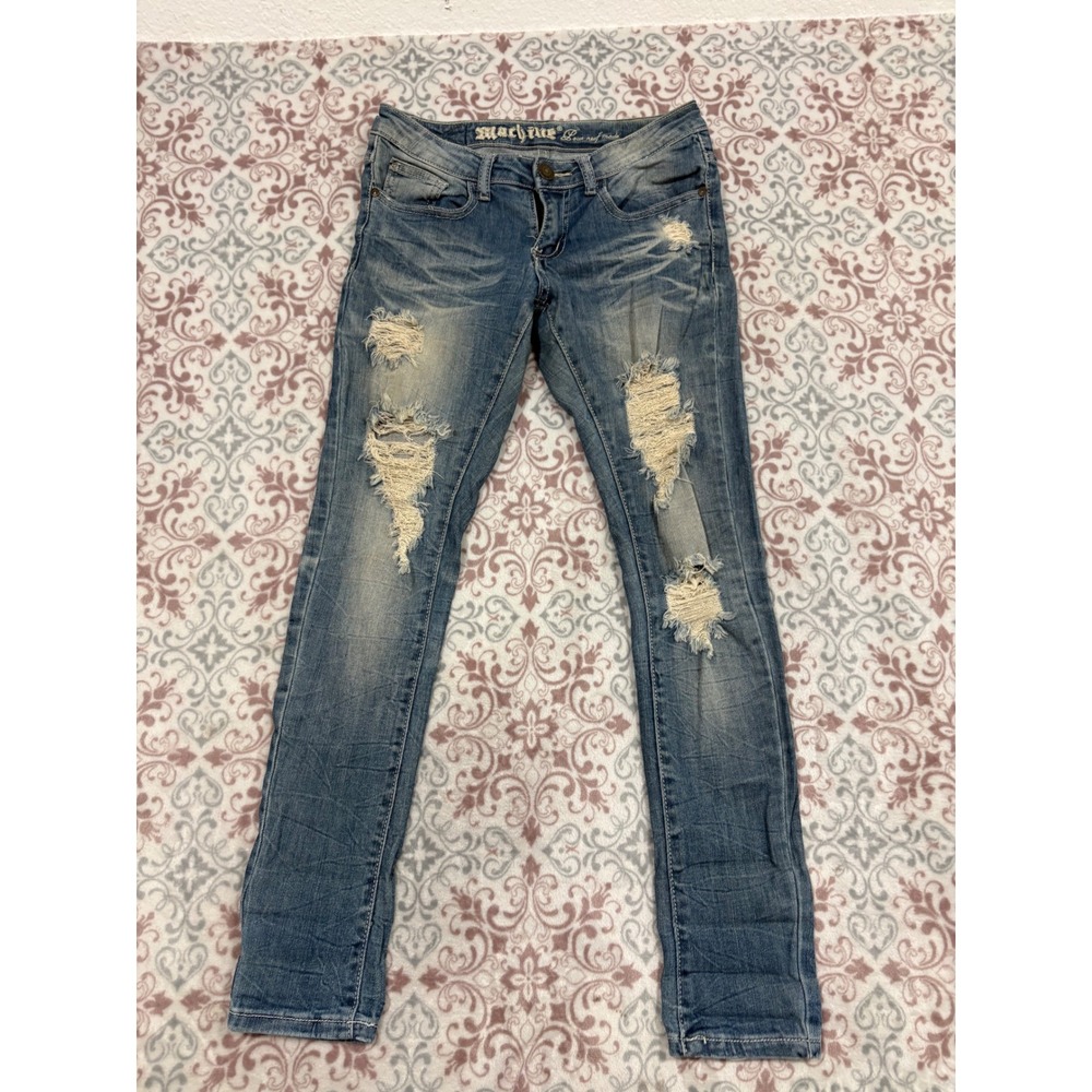 Machine Jeans Pour Neuf Mode Distressed Skinny Jeans Blue Size 1 DMC-4112M